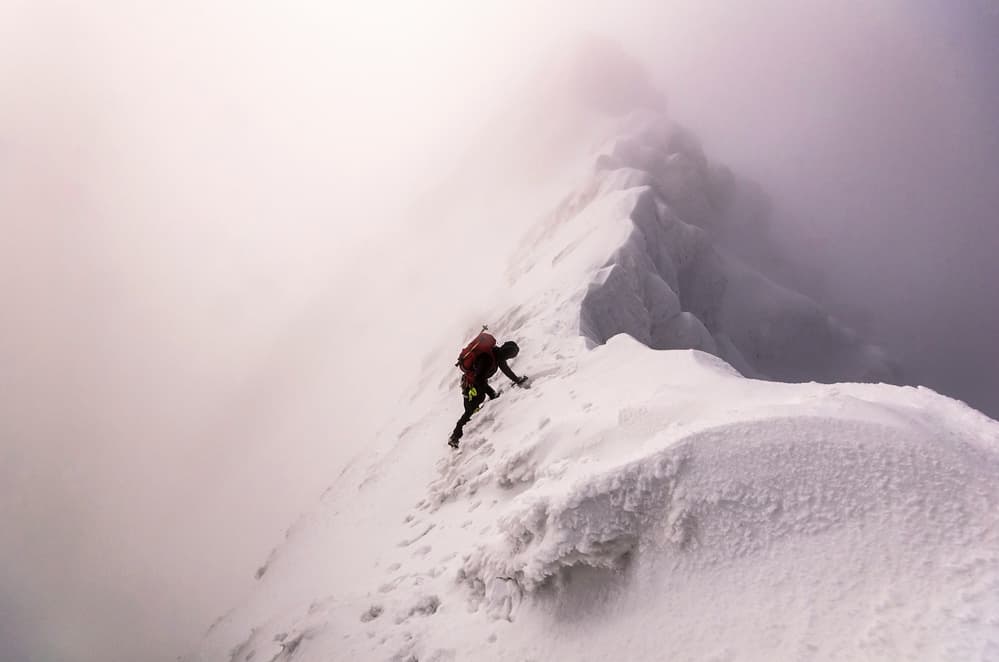 Snowy Ridge Ascent by Marian Krivosik — canvas wall art