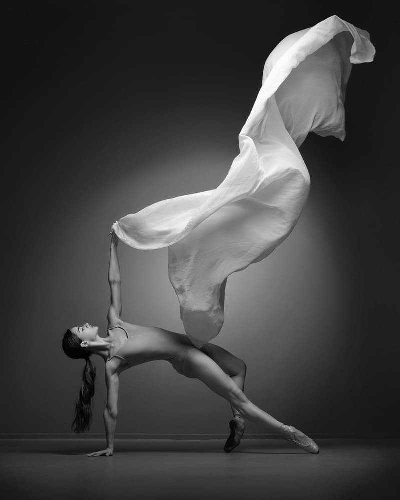 Ballet Dancer Flowing Fabric by ANDREY STANKO — canvas wall art