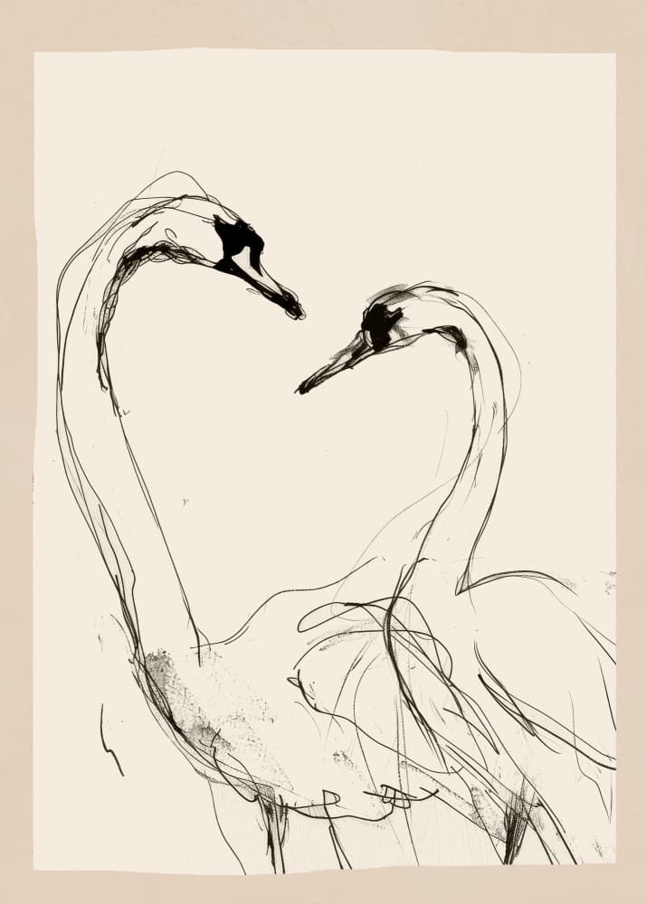 Swans In Love by Nadjaa — canvas wall art