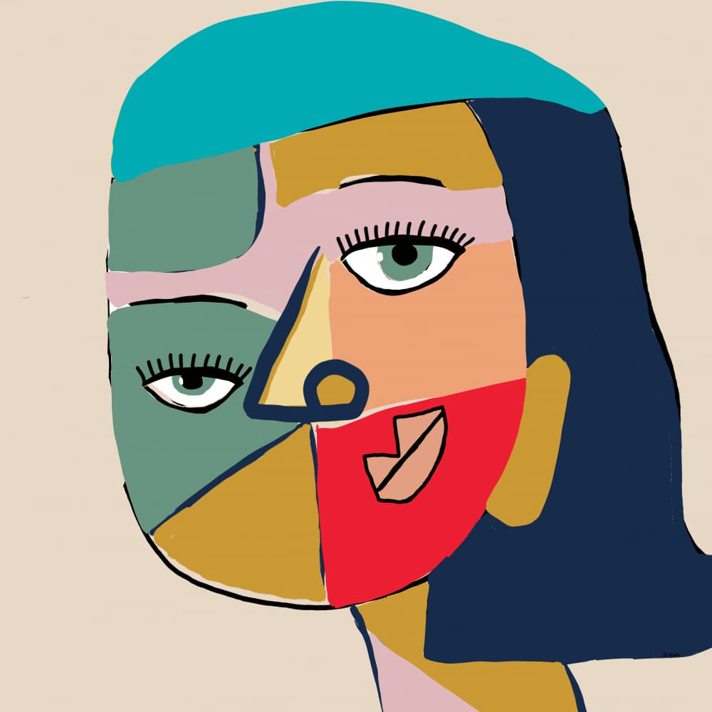 Vibrant Abstract Face by Sharyn Bursic — canvas wall art