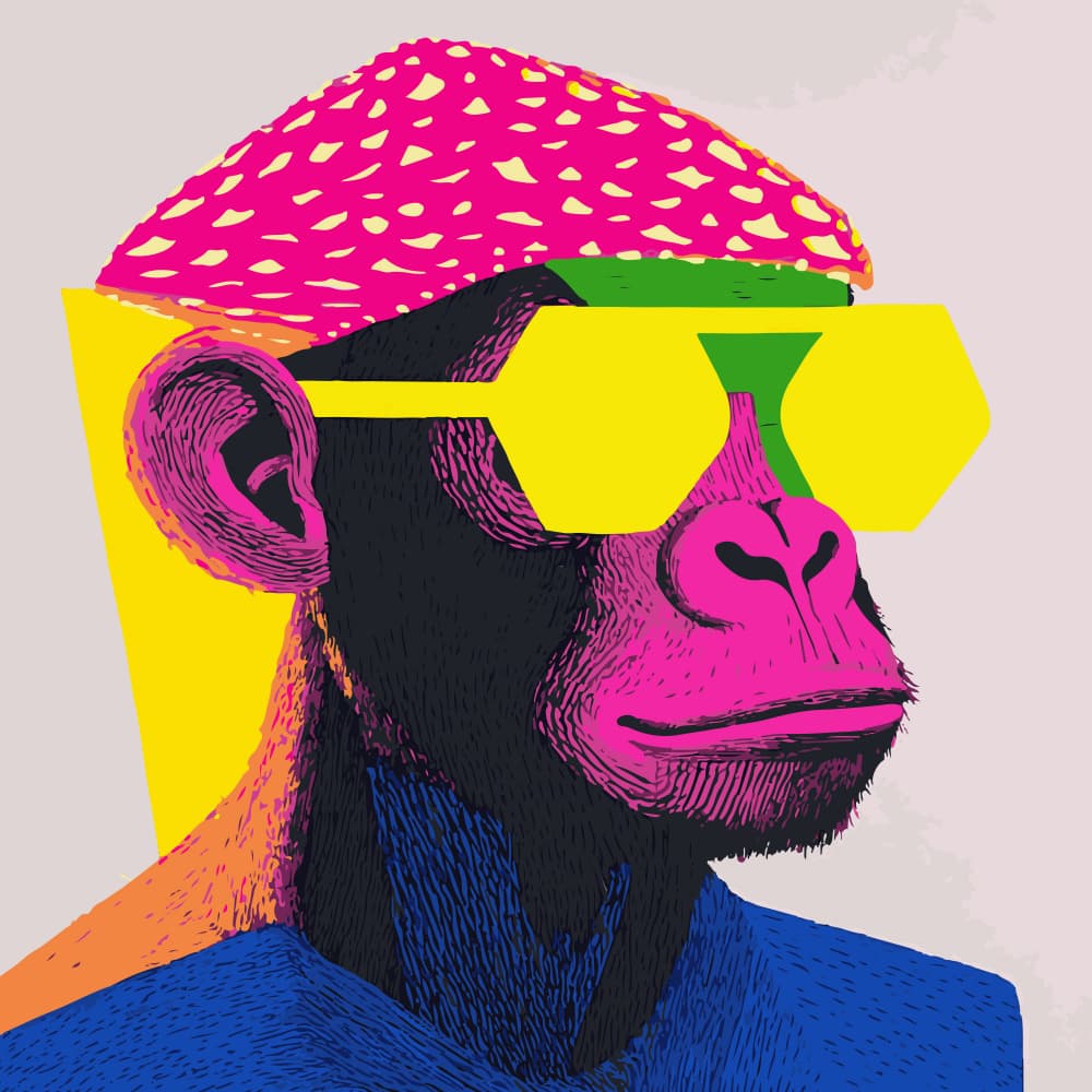 Stylish Monkey Portrait by Andreas Magnusson — canvas wall art
