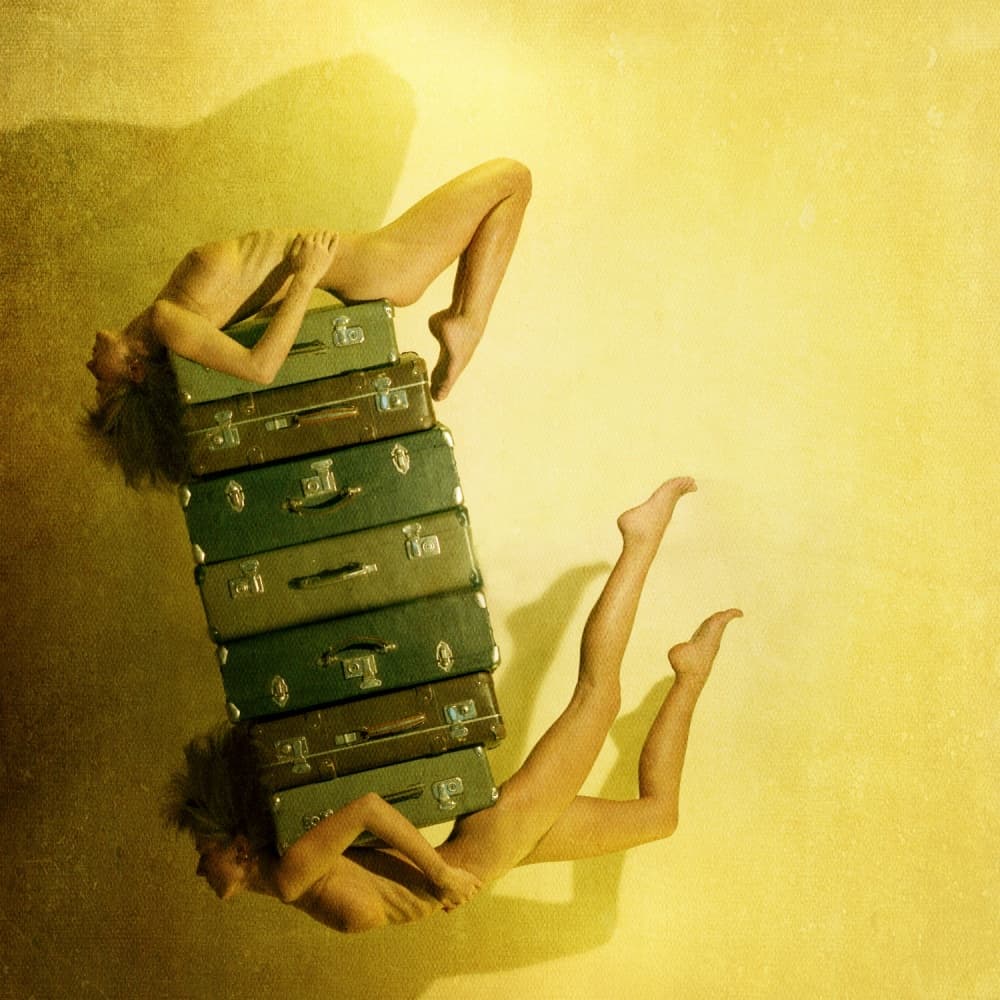 Golden Suitcase Dreams by Yaroslav Vasiliev-Apostol — canvas wall art