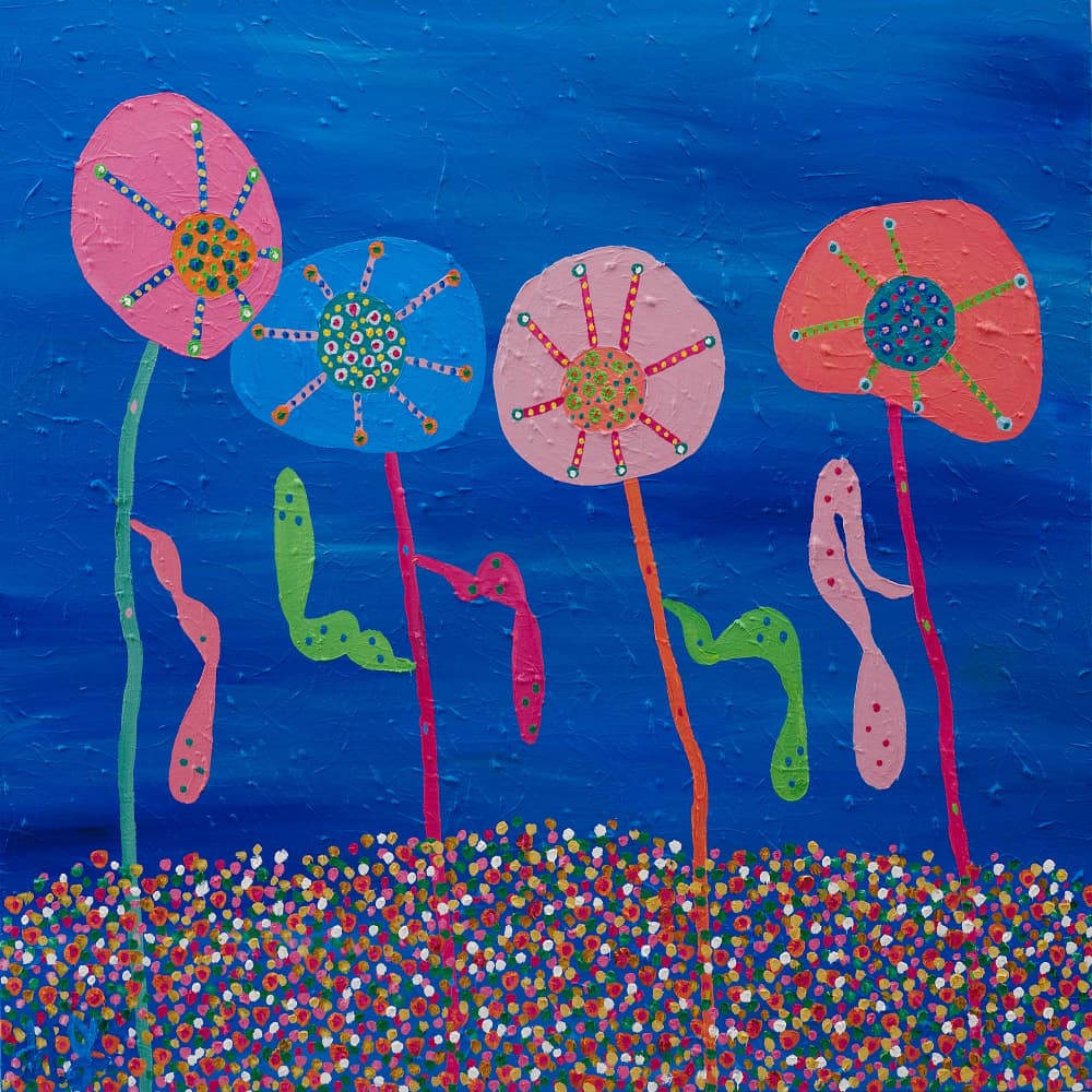 Colorful Abstract Flowers by Helen Joynson — canvas wall art