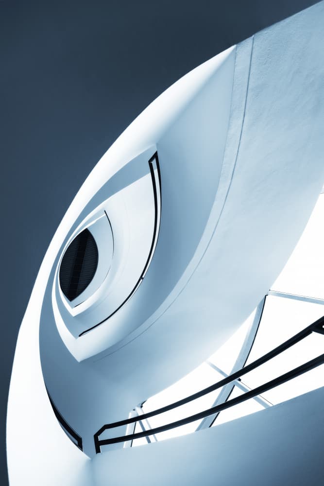 Sleek Architectural Spiral by Roswitha Schleicher-Schwarz — canvas wall art