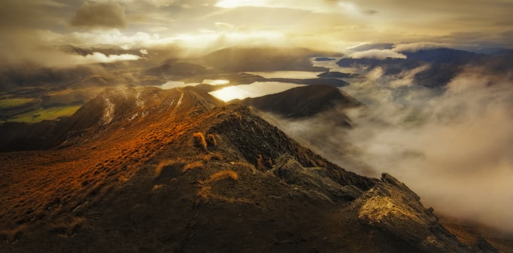 Golden Mountain Ridge View by Yan Zhang — canvas wall art