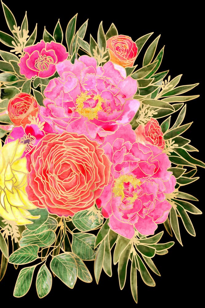 Vibrant Floral Bouquet by Rosana Laiz Blursbyai — canvas wall art