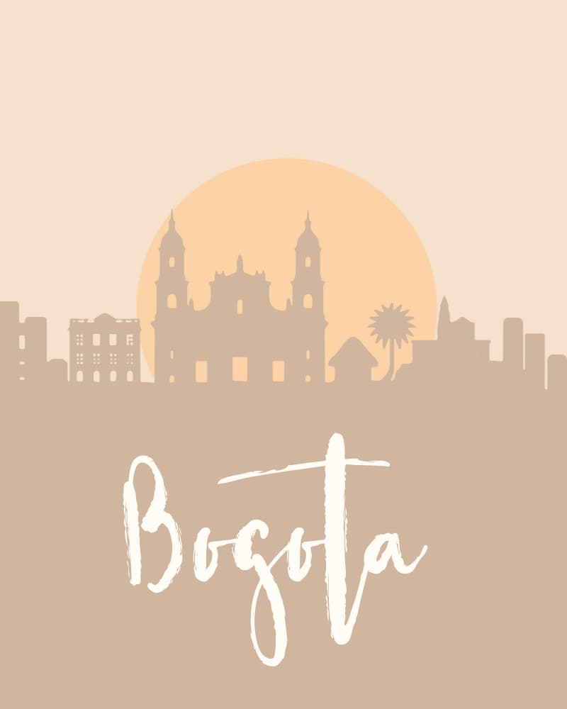 Bogota Colombia Sunset Skyline by Emiliano Deificus — canvas wall art