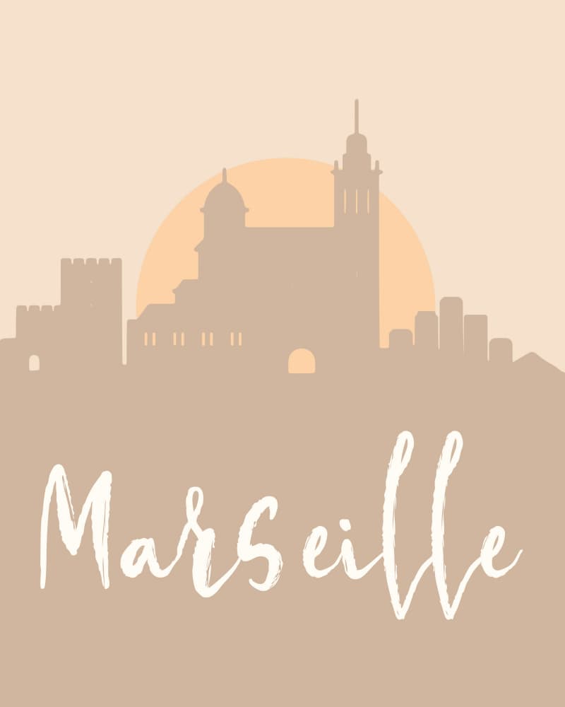 Marseille City Silhouette by Emiliano Deificus — canvas wall art