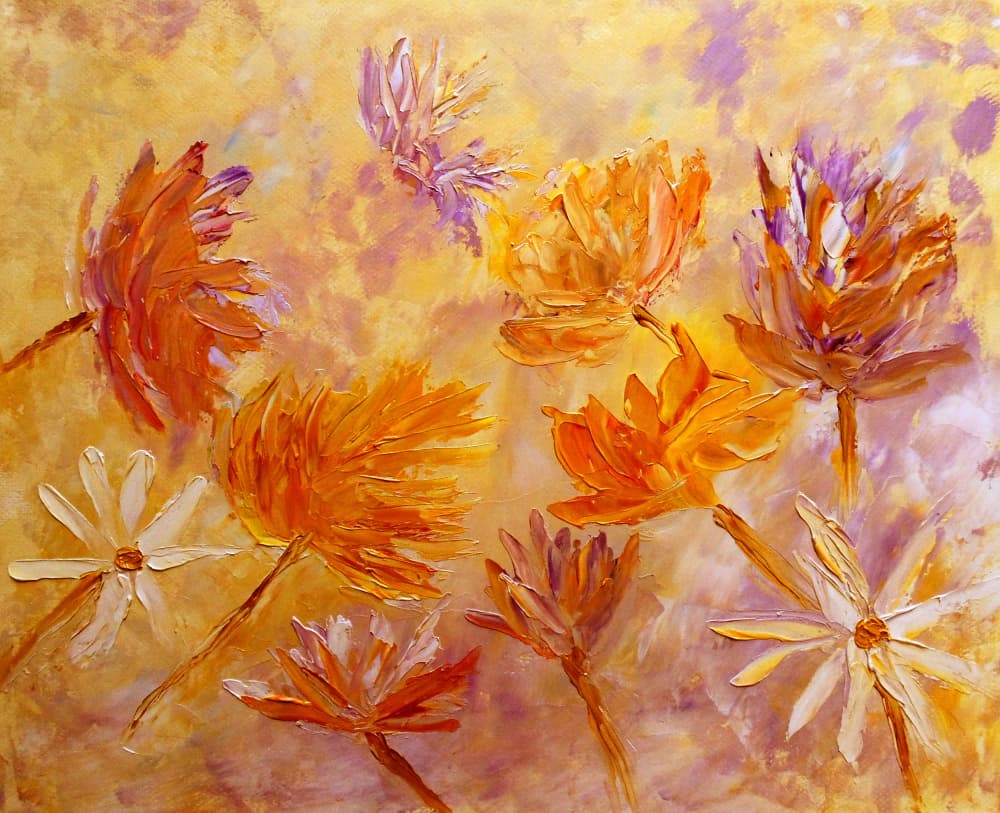 Vibrant Textured Blooms by Angeles M. Pomata — canvas wall art