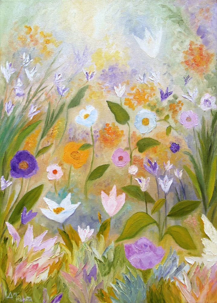Dreamy Flower Field by Angeles M. Pomata — canvas wall art