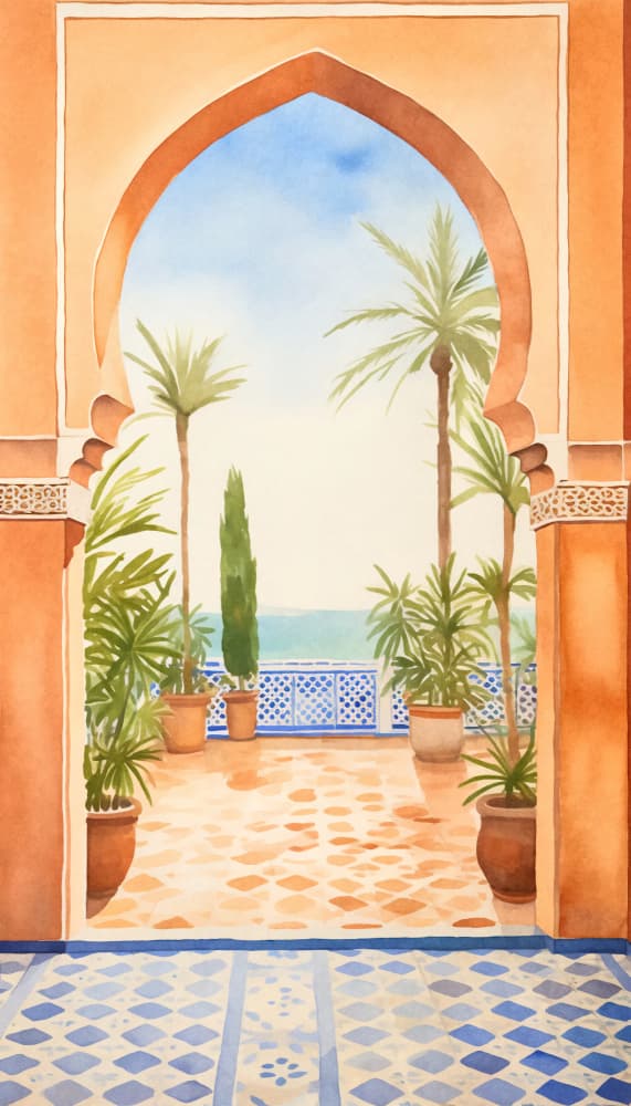 Moroccan Archway Ocean View by Andrea Haase — canvas wall art