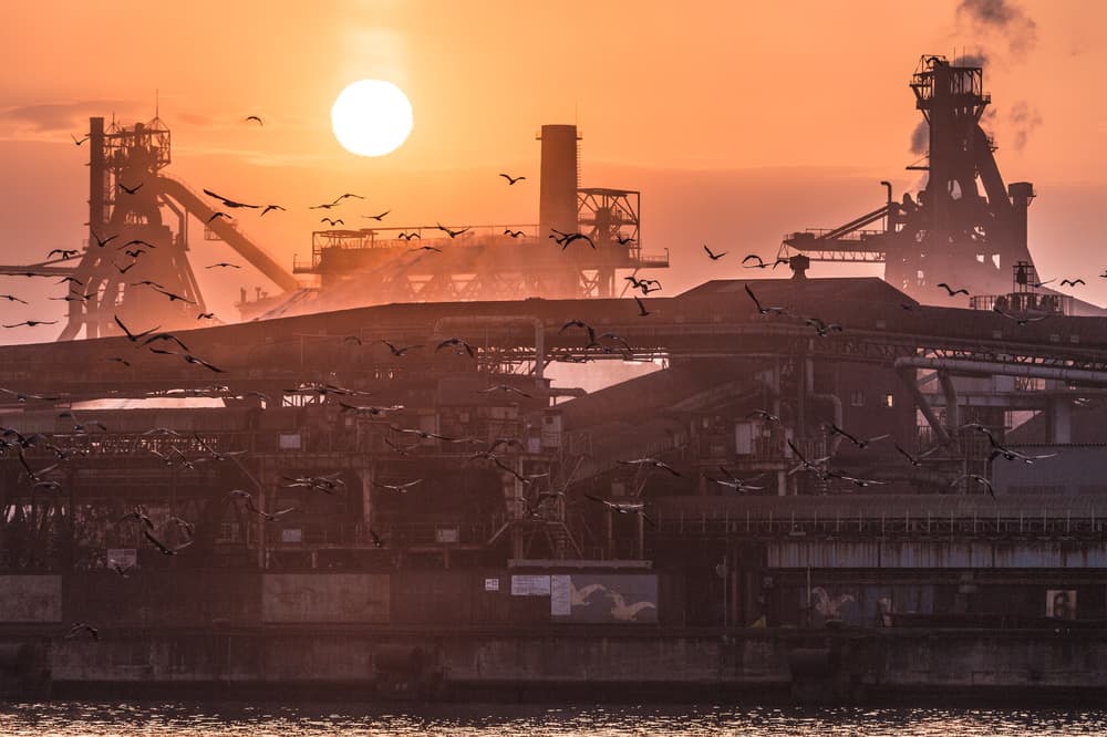 Industrial Sunset Birds by Kobayashi Tetsurou — canvas wall art