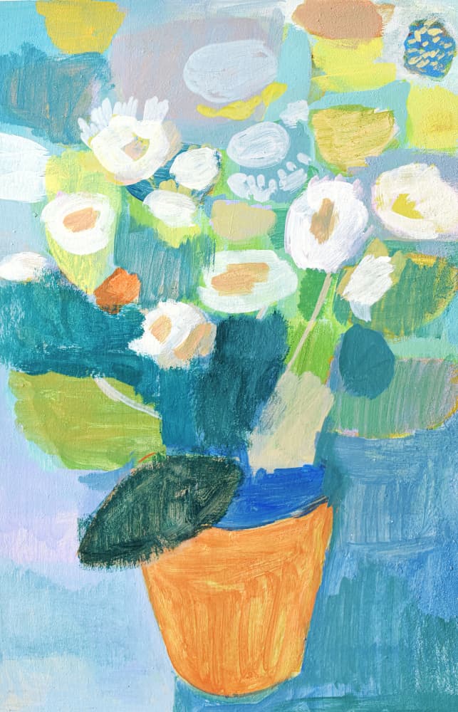 Colorful Potted Flowers by Iria Fernandez — canvas wall art