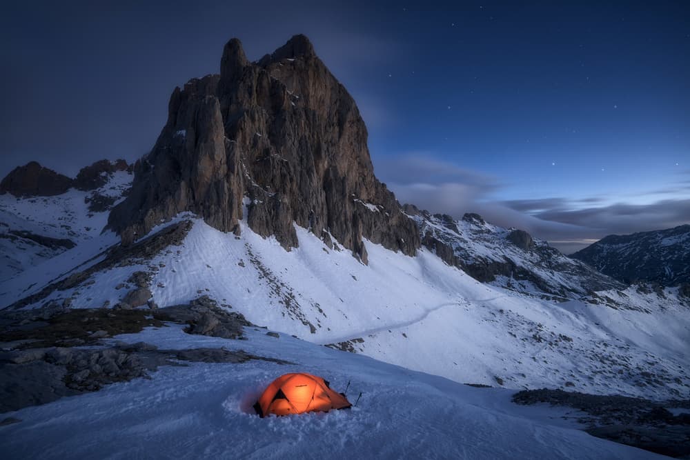 Glowing Tent Alpine Night by Carlos Gonzalez — canvas wall art
