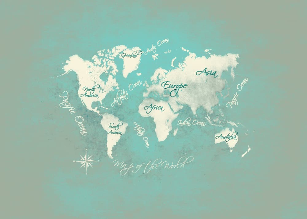 Vintage World Map by Justyna Jaszke — canvas wall art