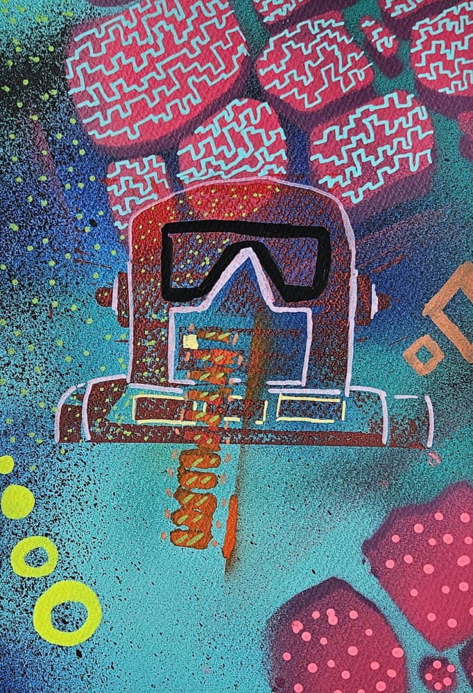 Futuristic Graffiti Robot by Olea Huuska — canvas wall art