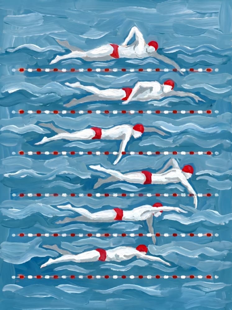 Swimmers In Motion by HUGO — canvas wall art