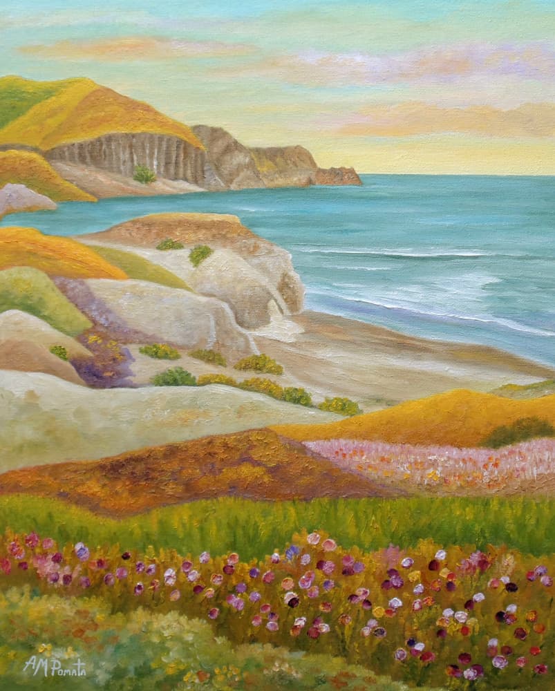 Coastal Wildflower Landscape by Angeles M. Pomata — canvas wall art