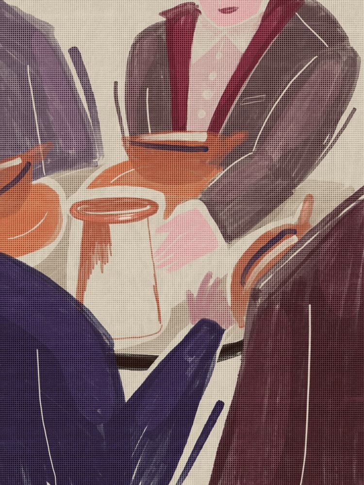 Vibrant Cafe Gathering by Elli’s illustrations — canvas wall art