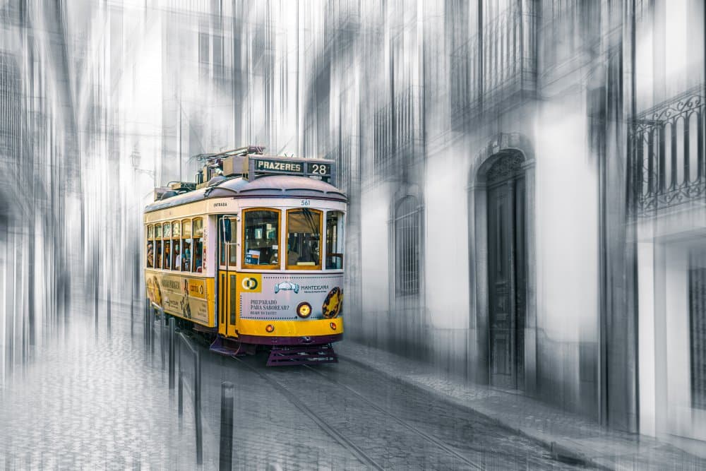 Lisbon Tram Motion by Dieter Reichelt — canvas wall art