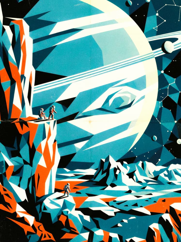 Astronauts Giant Planet View by Taudalpoi — canvas wall art