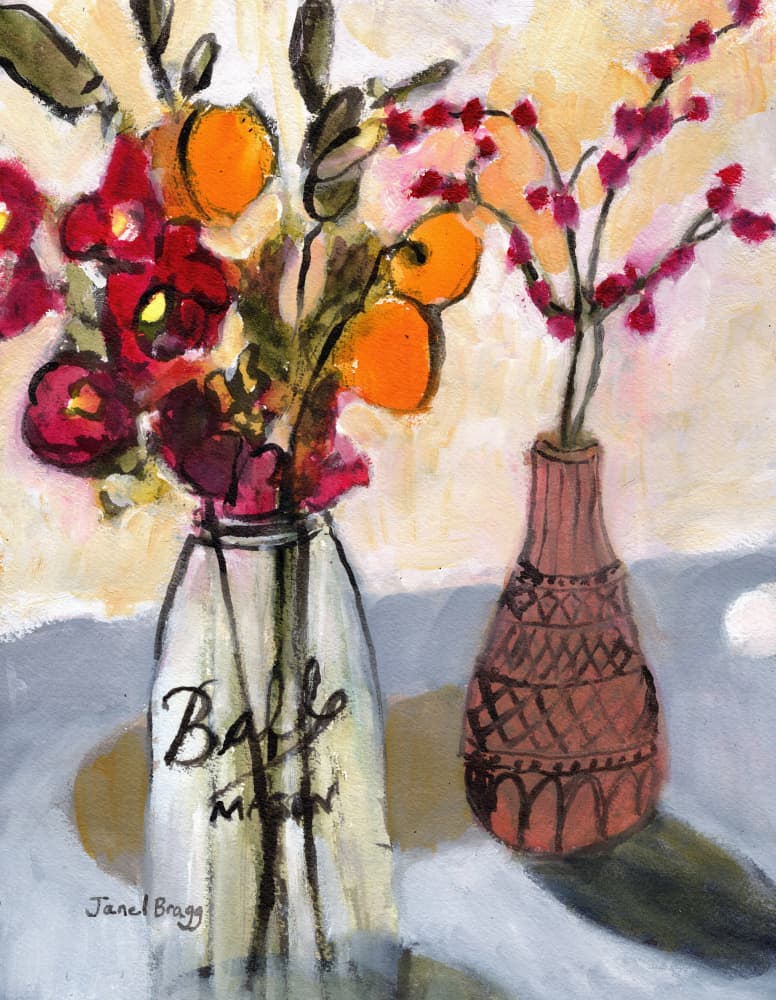 Colorful Country Blooms by Janel Bragg — canvas wall art