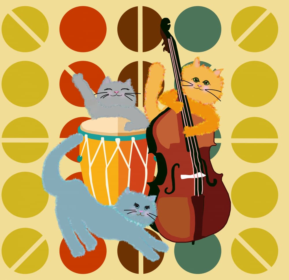 Jazzy Cat Band by Lynnda Rakos — canvas wall art