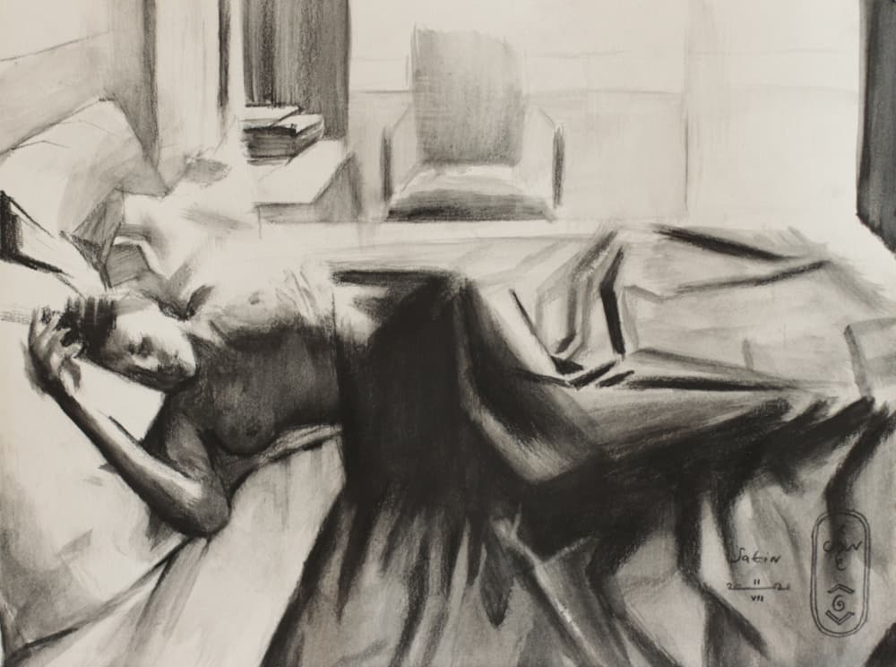 Sleeping Woman Sketch by Corné Akkers — canvas wall art