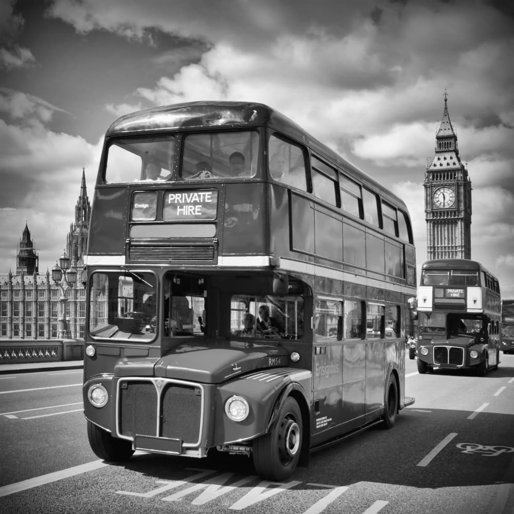 Classic London Bus Big Ben by Melanie Viola — canvas wall art
