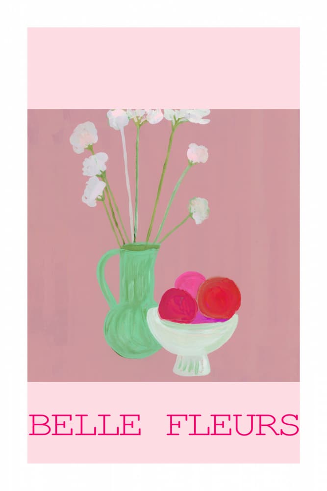 Pink Floral Still Life by cartissi — canvas wall art