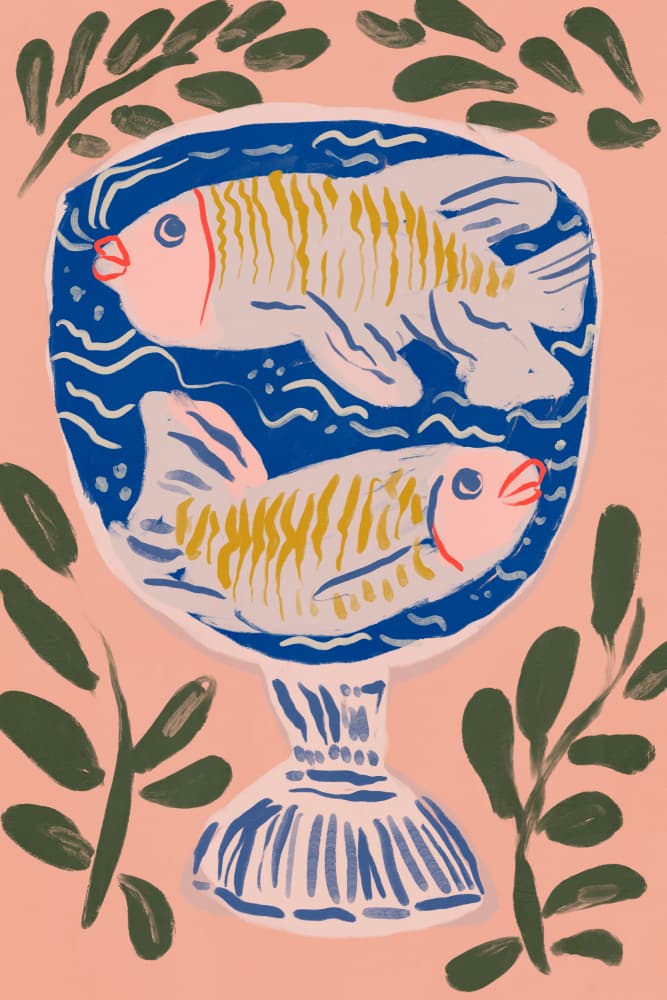 Two Fish In A Bowl by Treechild — canvas wall art