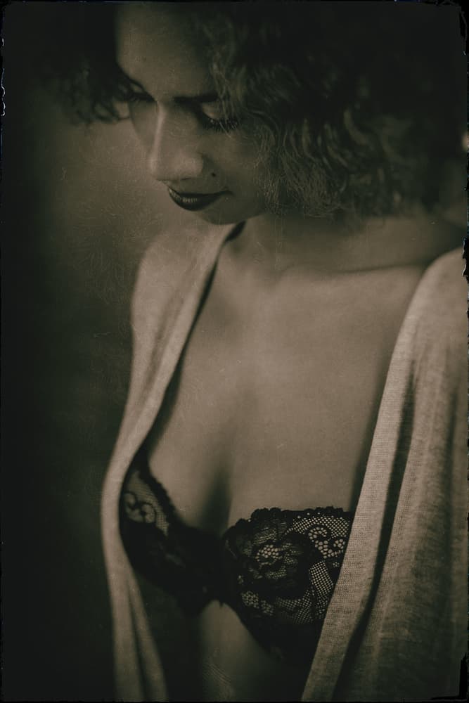 Pensive Woman In Lace by Jacob Tuinenga — canvas wall art
