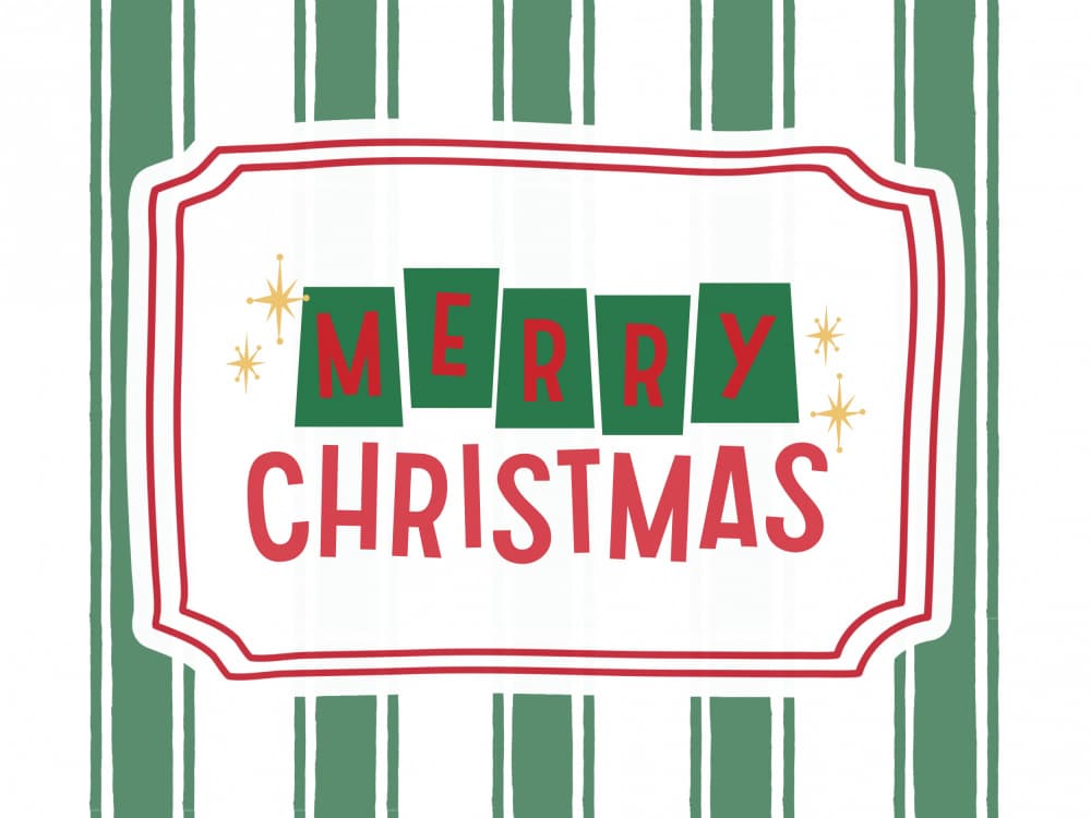 Retro Merry Christmas Stripes by Jolly and Dash — canvas wall art