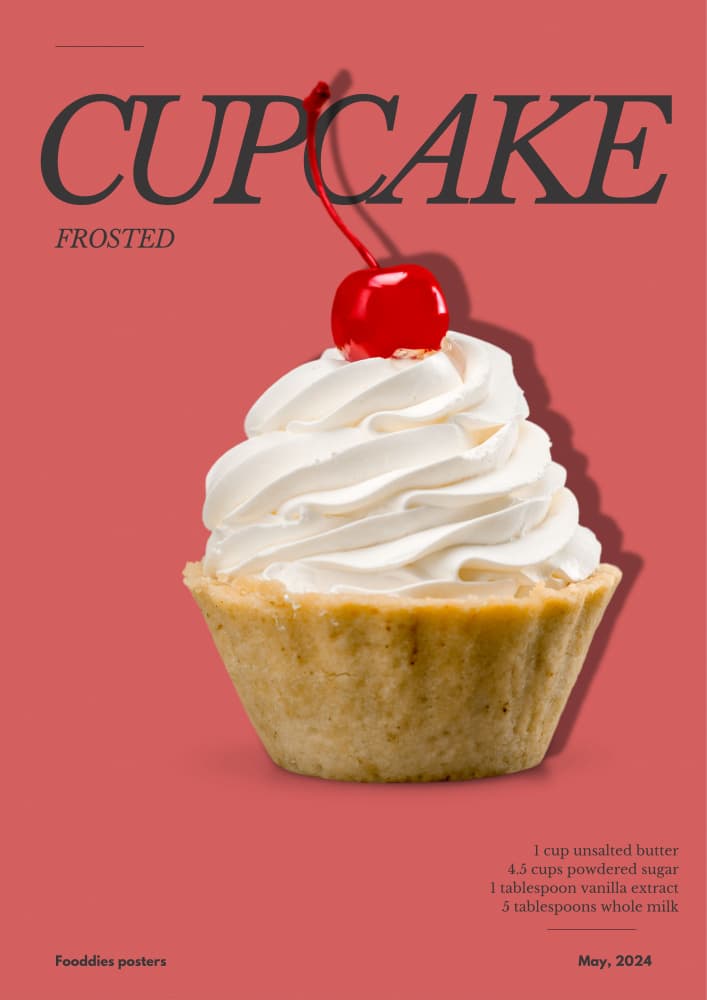 Frosted Cherry Cupcake by Julia Ramiro — canvas wall art