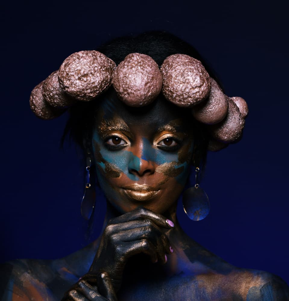 Golden Tribal Portrait by Yoram GIL — canvas wall art