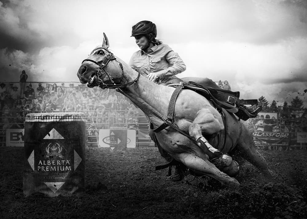 Barrel Racing Action by Louie Luo — canvas wall art