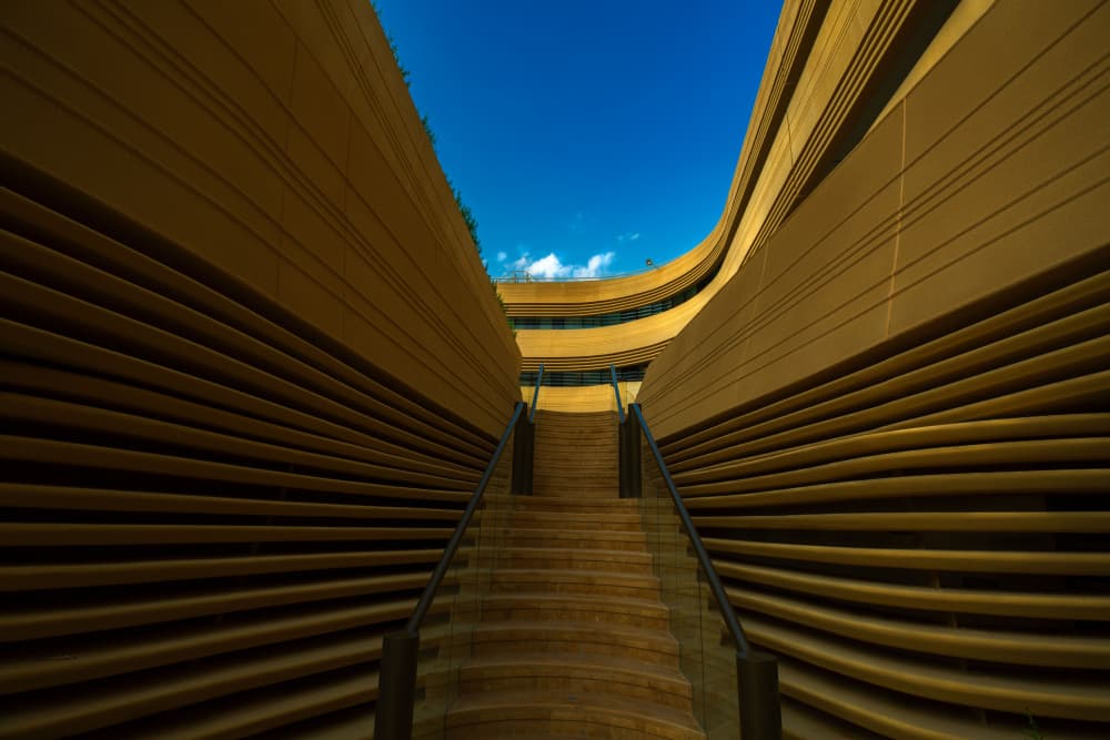 Golden Staircase Ascent by Moath Alhamed — canvas wall art