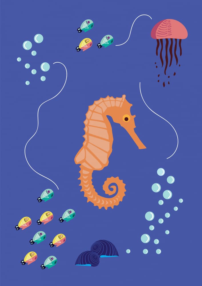 Underwater Seahorse Friends by Magdalena Herichova — canvas wall art