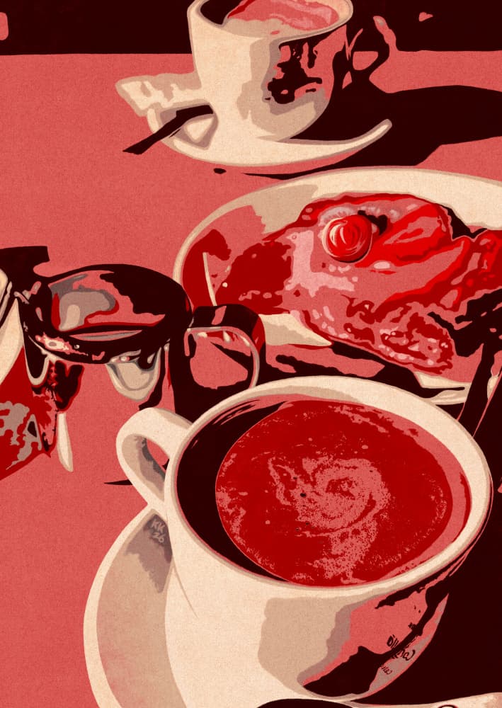 Red Coffee Morning by Katariina Kosunen — canvas wall art