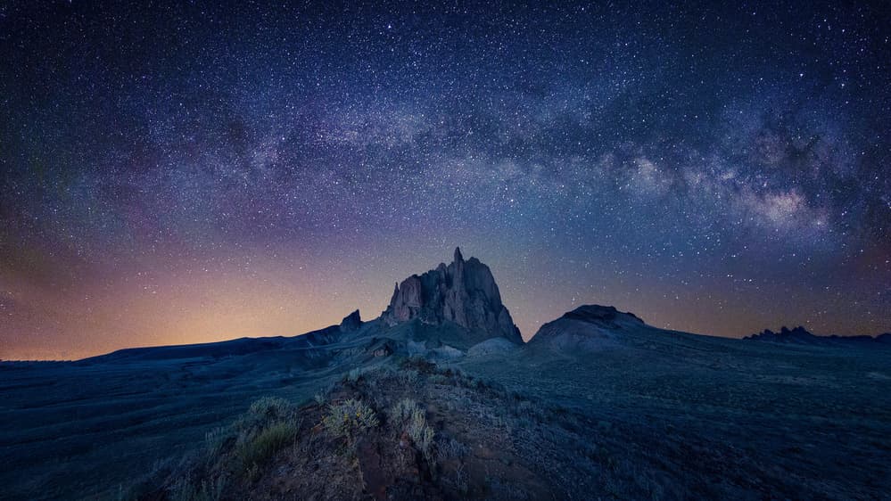 Milky Way Desert Mountain by Michael Zheng — canvas wall art