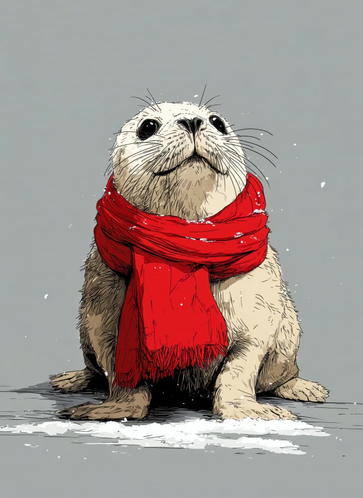 Sweet Seal Red Scarf by Justyna Jaszke — canvas wall art