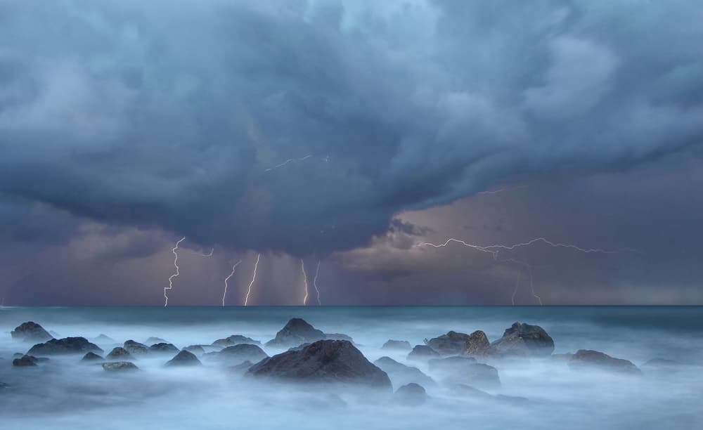 Dramatic Ocean Lightning by Domenico Montemagno — canvas wall art