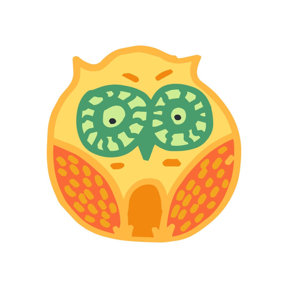 Whimsical Yellow Owl by Marika Barsrsind — canvas wall art