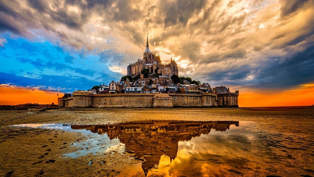 Mont Saint-Michel Sunset by Miary Andria — canvas wall art