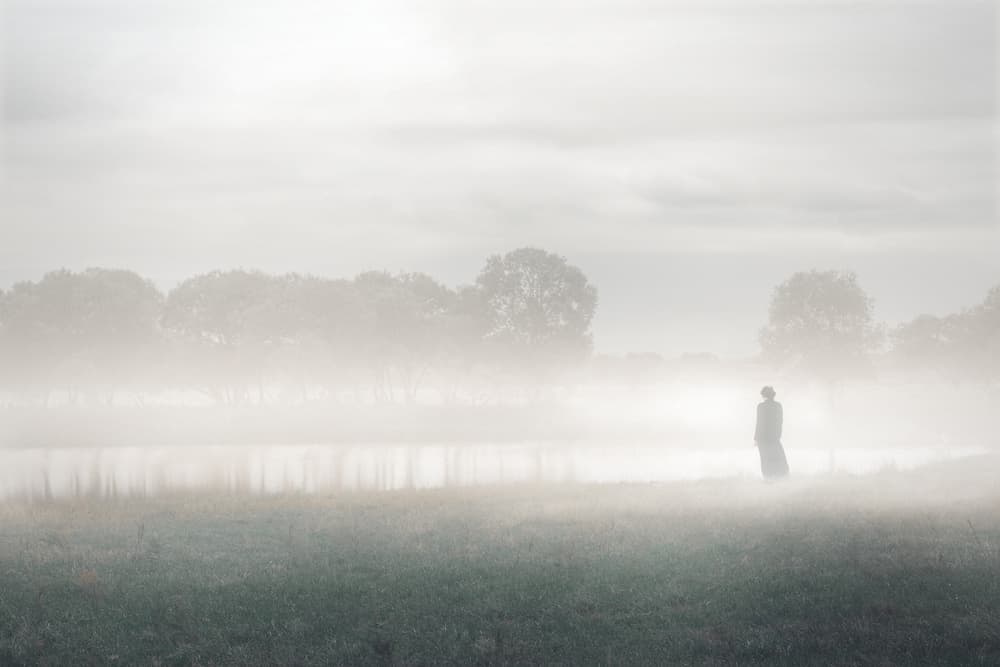 Lone Figure Misty Morning by Аntonik — canvas wall art