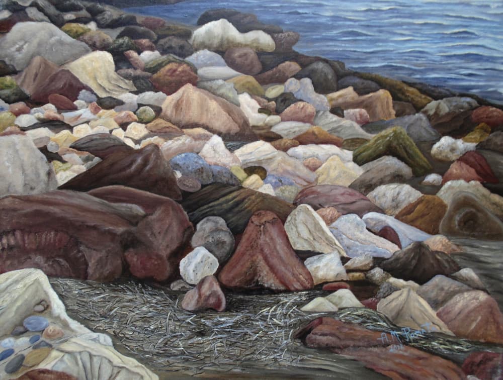 Colorful Shore Stones by Angeles M. Pomata — canvas wall art