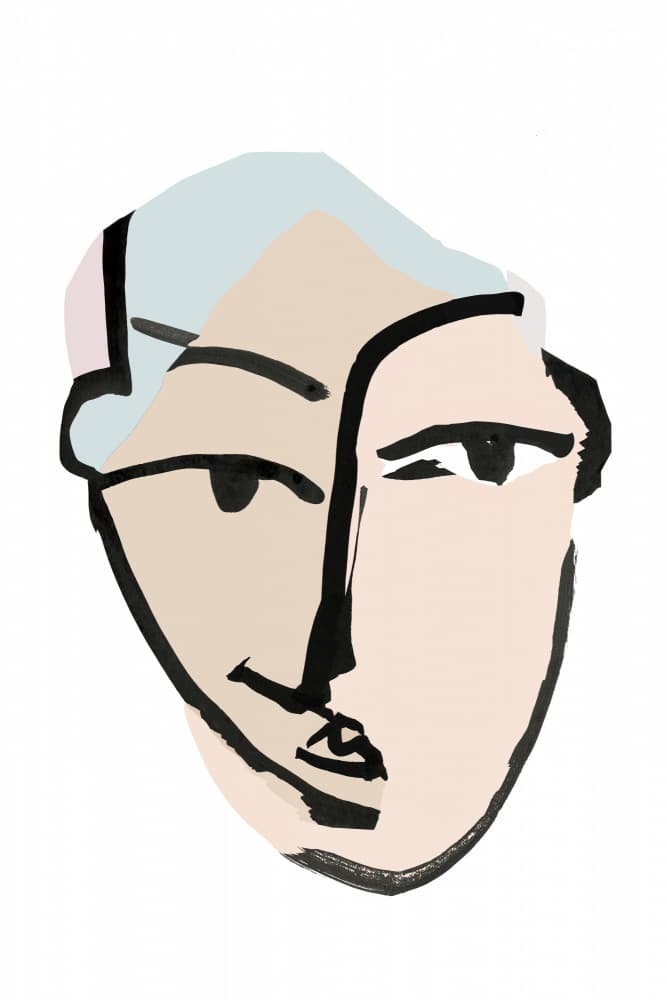 Abstract Contemplative Face by cartissi — canvas wall art