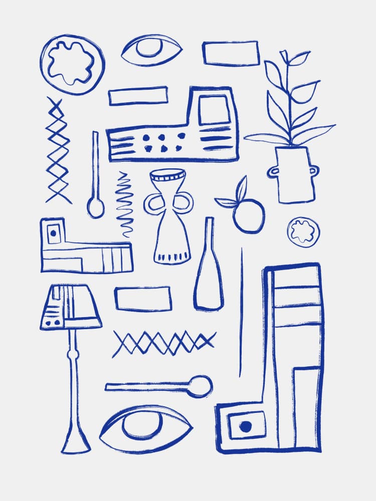 Blue Objects Study by Treechild — canvas wall art