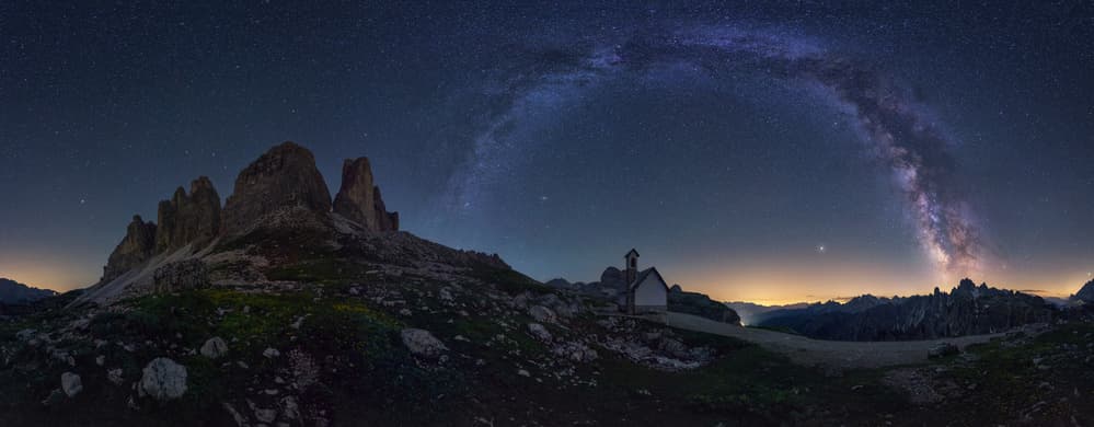 Milky Way Mountain Chapel by Jose Parejo — canvas wall art