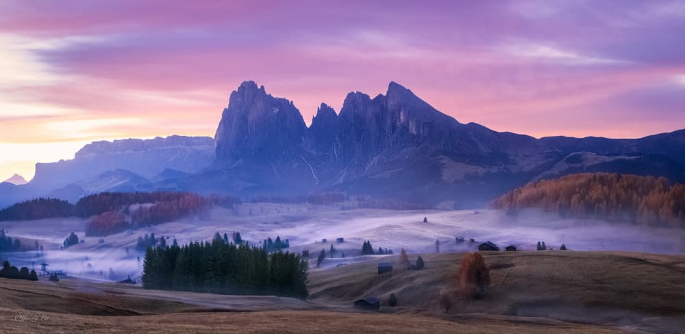 Purple Mountain Valley Mist by Yanny Liu — canvas wall art